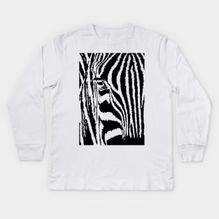 Zingy Zebra Linoprint Kids Long Sleeve T-Shirt